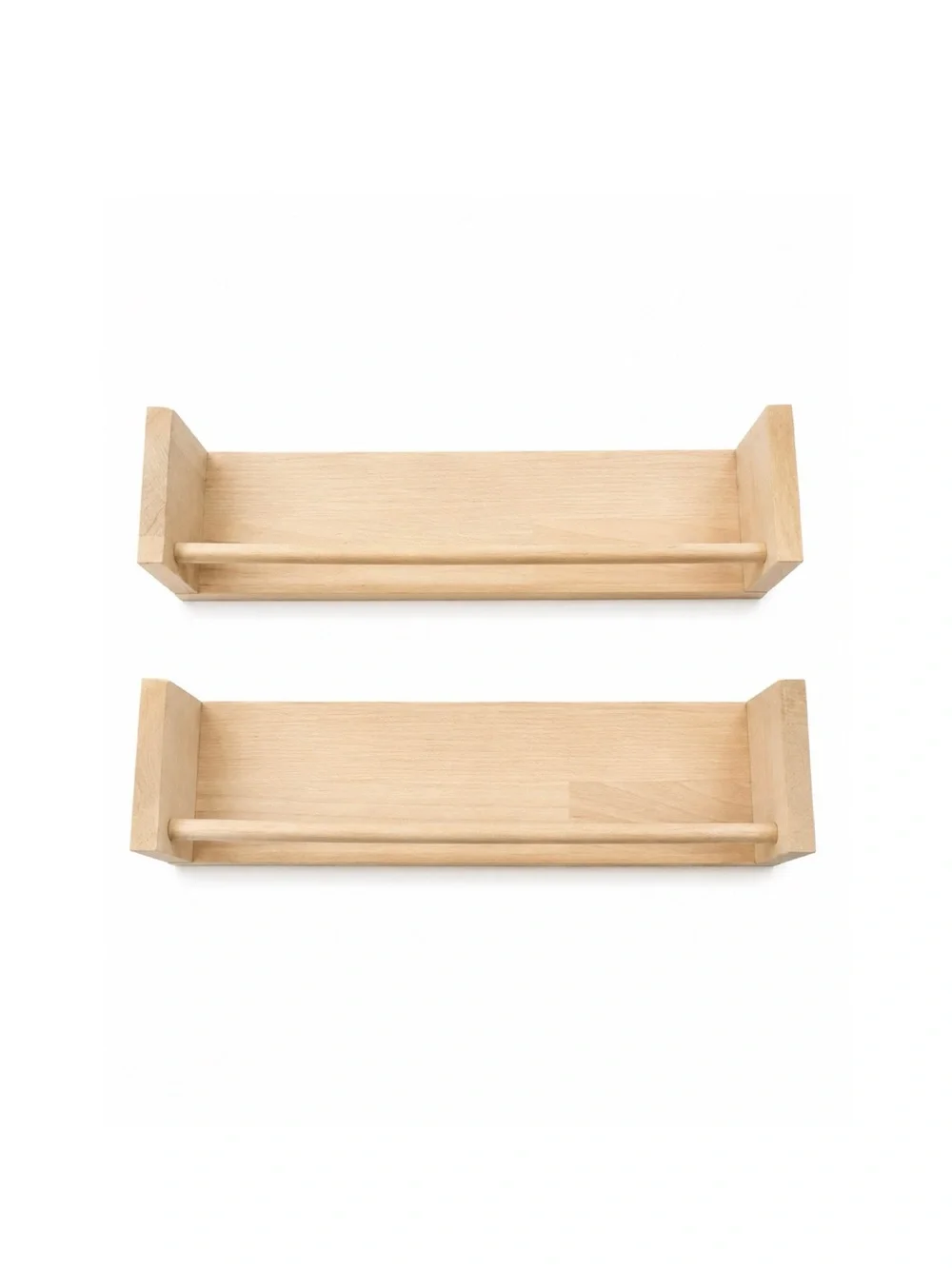 IKEA Natural Wood Wall Shelf Pair - Light Wood Finish